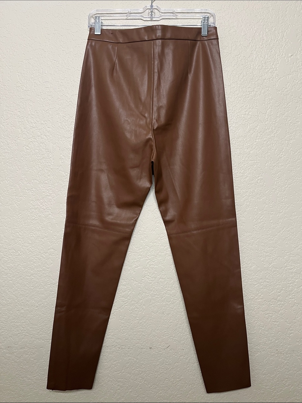 Zara Women’s Size Large Brown Faux Leather Skinny Pants With Zippers at Ankles - Picture 7 of 11